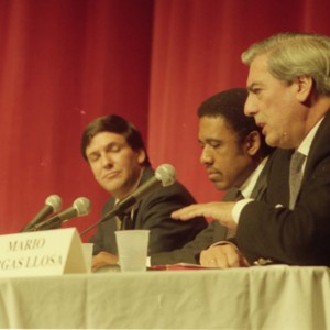 Randolph Pope, James McLeod, and Mario Vargas Llosa at the Writer in Politics Conference
