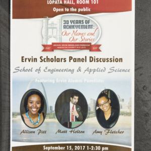 School of Engineering & Applied Science Ervin Scholars Panel Discussion 2017 poster