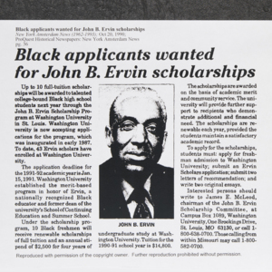 "Black applicants wanted for John B. Ervin scholarships"
