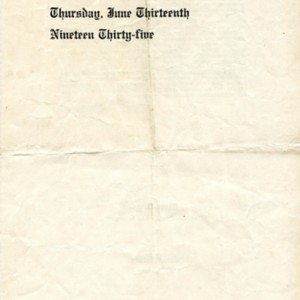 Program for William Jay Smith's Grover Cleveland High School commencement ceremony, June 13, 1935