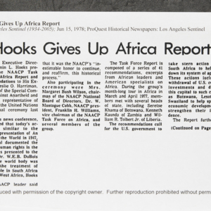 "Hooks Gives Up Africa Report"