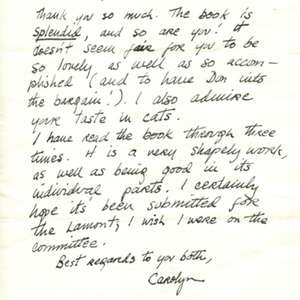 Autograph letter, signed from Carolyn Kizer to Constance Urdang, September 26, 1965