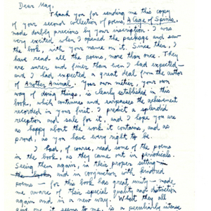 Autograph letter, signed from John Hall Wheelock to May Swenson, August 23, 1958