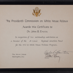 The President's Commission on White House Fellows certificate