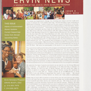 <em>Ervin News</em> A Newsletter of the John B. Ervin Scholars Program Issue 8