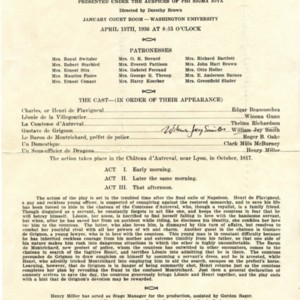 Program for <em>Bataille de Dames</em> at Washington University in St. Louis, April 15, 1936