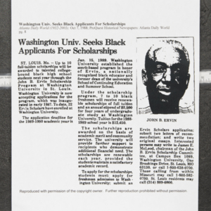 "Washington Univ. Seeks Black Applicants for Scholarships"