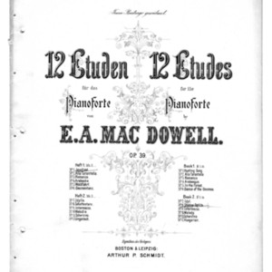 12 Etuden für das Pianoforte, op. 39. 12 etudes for the pianoforte. Book one