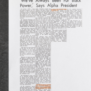 "'We've Always Been For Black Power,' Says Alpha President"
