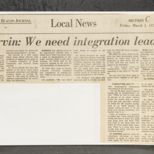 "Dr. Ervin: We need integration leaders"