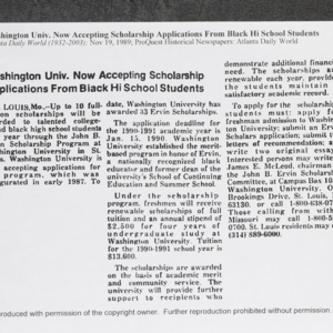 "Washington Univ. Now Accepting Scholarship Applications From Black Hi School Students"