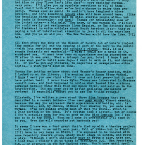 Typed letter [carbon] from May Swenson to Elizabeth Bishop, September 25, 1963