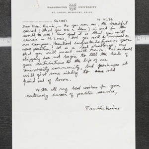 Letter from Franklin H. to Dean Ervin