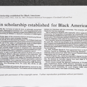"Ervin scholarship established for Black Americans"