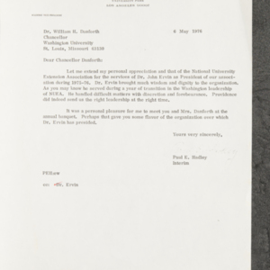 Letter from Paul E. Hadley to Dr. William H. Danforth