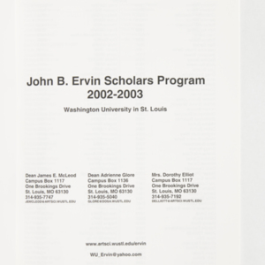 John B. Ervin Scholars Program 2002-2003