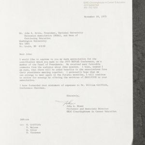 Letter from John A. Niemi to Dr. John B. Ervin