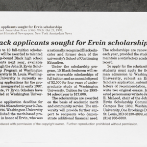 "Black applicants sought for Ervin scholarships"