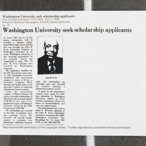 "Washington University seek scholarship applicants"